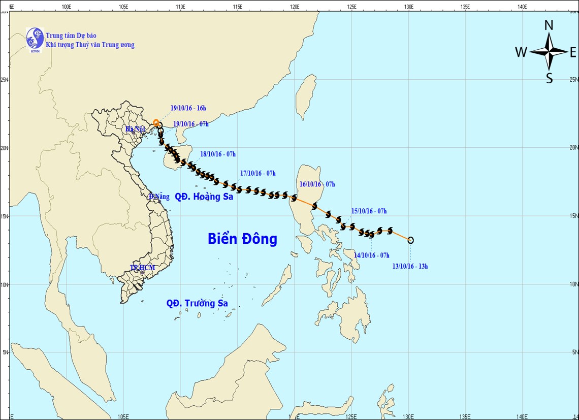 Trajectory of storm No. 7 Sarika