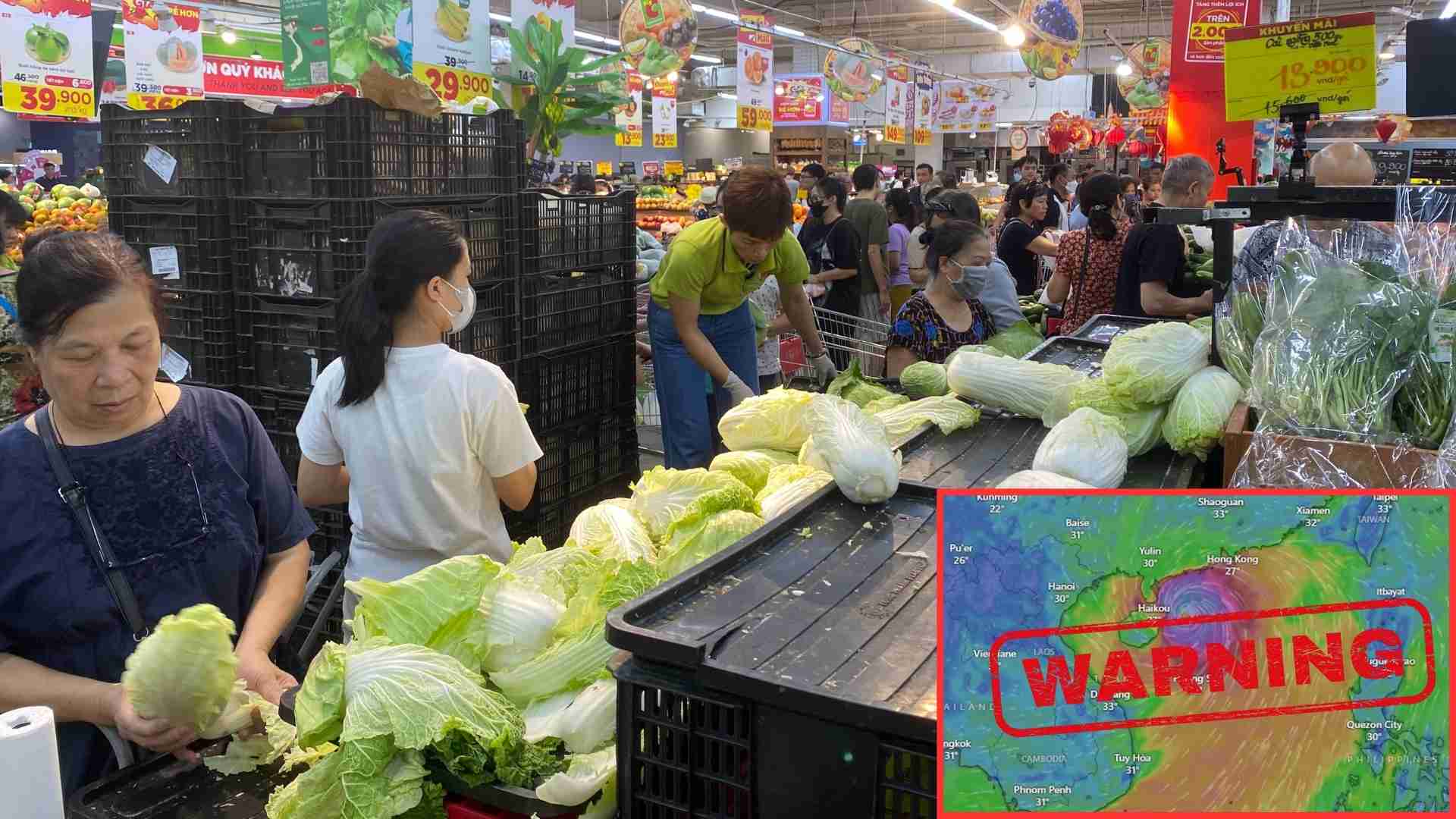 Bão số 3 sắp đổ bộ, dân đổ xô mua đồ tích trữ như "trẩy hội". Ảnh: Hà Lan