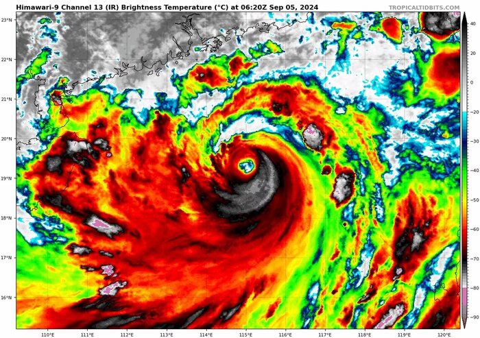 Bão Yagi có thể trở thành cơn bão lịch sử ở Việt Nam, với sức tàn phá vô cùng khó lường (Ảnh: Tropicaltidbits).

