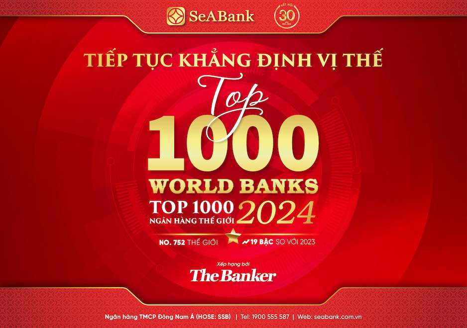SeABank liên tục tăng hạng trong bảng xếp hạng Top 1000 Ngân hàng thế giới. Ảnh: SeABank
