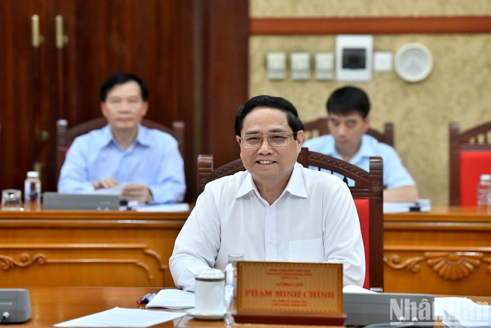 Prime Minister Pham Minh Chinh attended the meeting. Photo: Dang Khoa