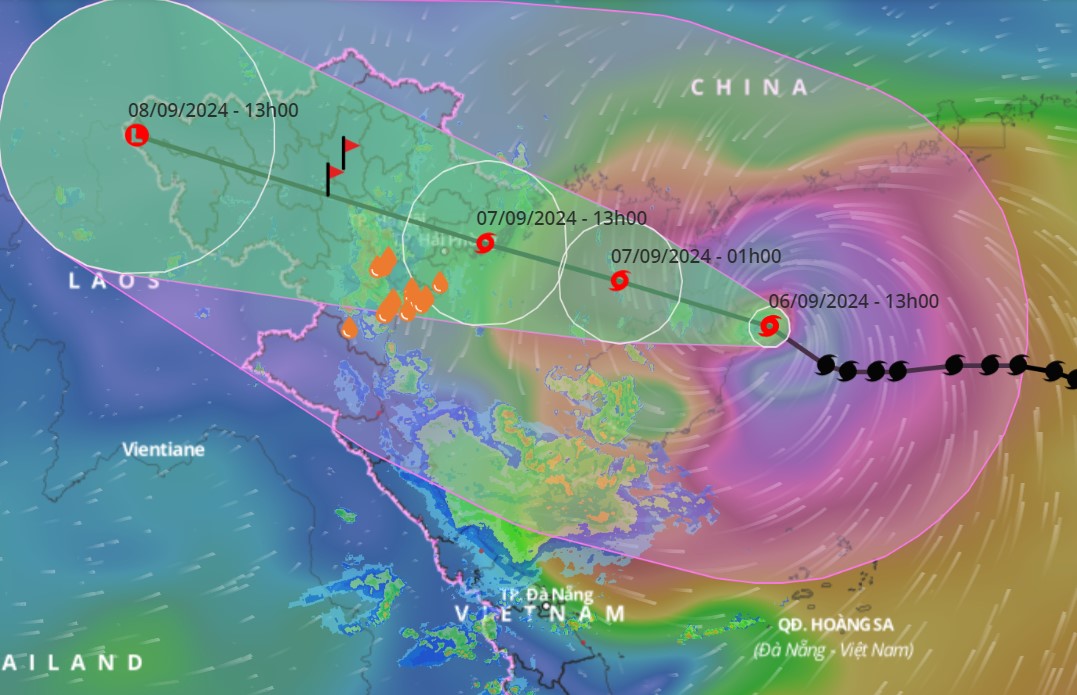 Cập nhật và dự báo hướng đi cơn bão số 3. Nguồn: Hệ thống giám sát thiên tai Việt Nam
