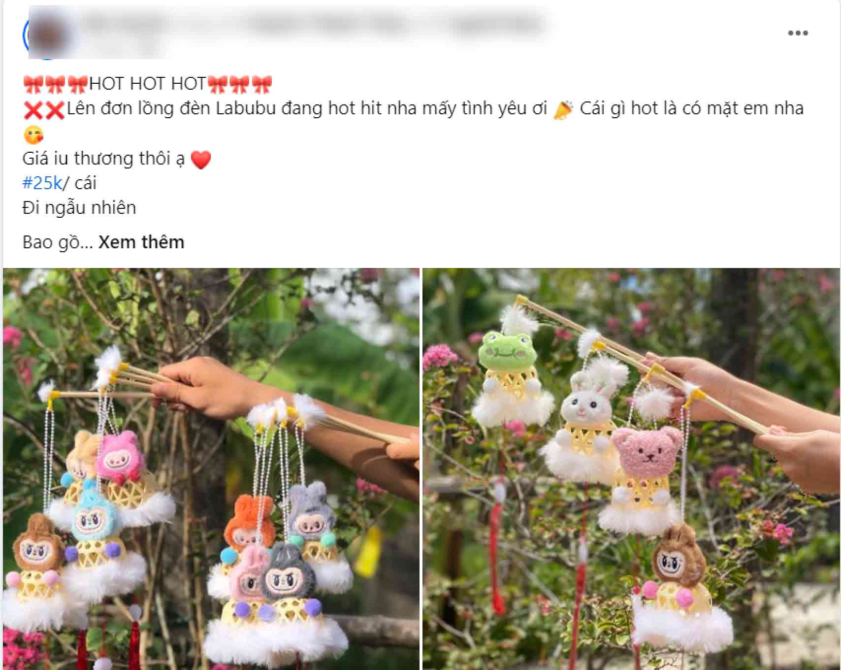 Labubu lanterns are sold on social media. Photo: Screenshot