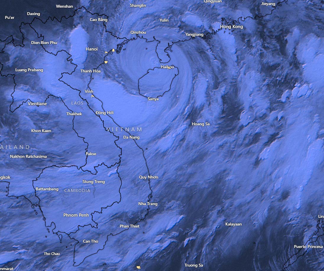 Ảnh vệ tinh cho thấy mắt bão số 3 Yagi vẫn rõ rệt. Ảnh: nchmf