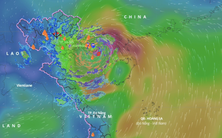 Hình ảnh vị trí bão số 3 lúc 9 giờ ngày 7.9. Ảnh: Hệ thống giám sát thiên tai Việt Nam