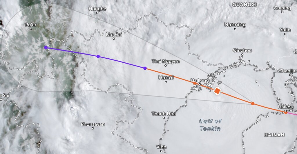 The impact of storm No. 3 is expected to be recorded in Thailand and Laos. Photo: Zoom Earth