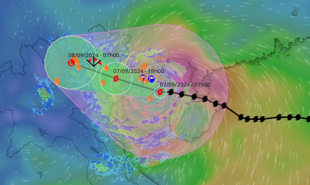 Cập nhật và dự báo hướng đi cơn bão số 3 lúc 9h ngày 7.9. Nguồn: Hệ thống giám sát thiên tai Việt Nam
