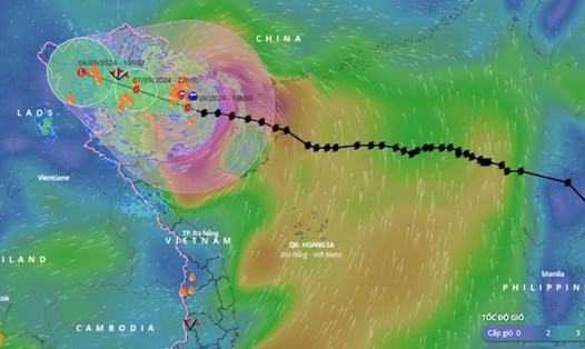 Hướng đi của bão Yagi tính đến 11h15 ngày 7.9. Ảnh: Hệ thống giám sát thiên tai Việt Nam