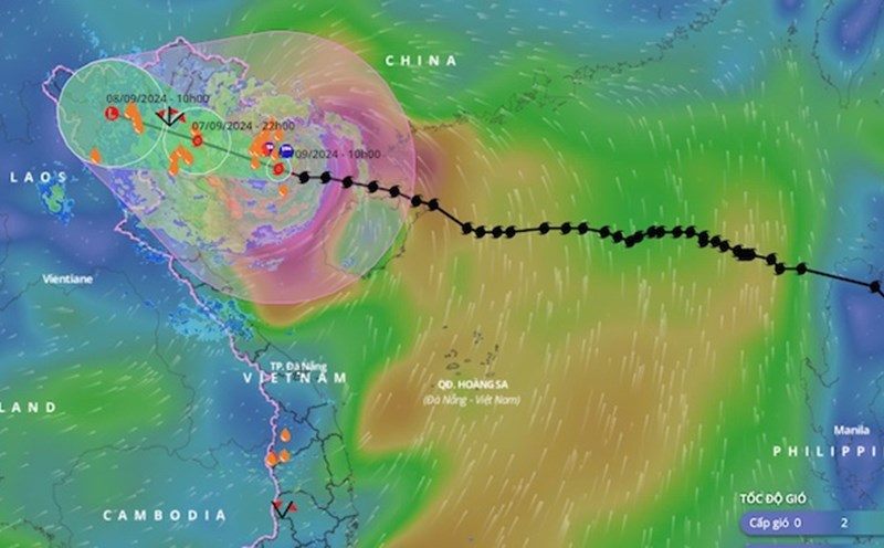 Hướng đi của bão Yagi tính đến 11h15 ngày 7.9. Ảnh: Hệ thống giám sát thiên tai Việt Nam