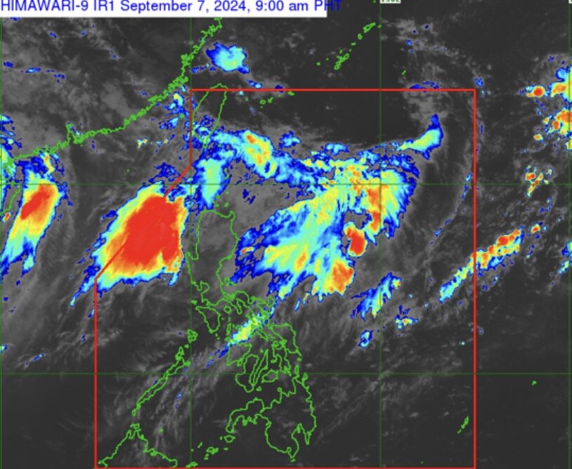 Áp thấp gần Biển Đông xuất hiện trong bối cảnh bão số 3 Yagi đang đổ bộ Việt Nam. Ảnh: PAGASA