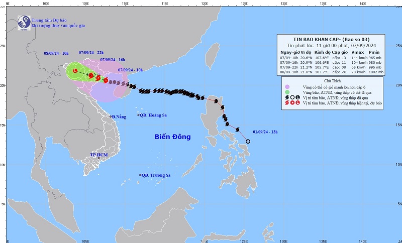 Path of super typhoon No. 3. Photo: National Center for Hydro-Meteorological Forecasting