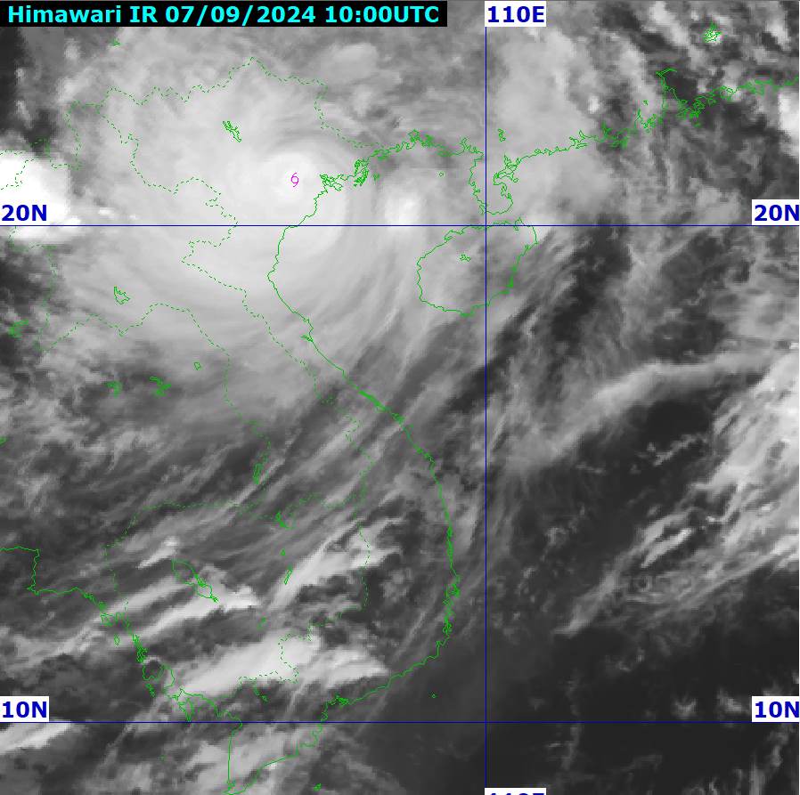 Forecast of storm No. 3 Yagi's path at 5:00 p.m. September 7. Photo: