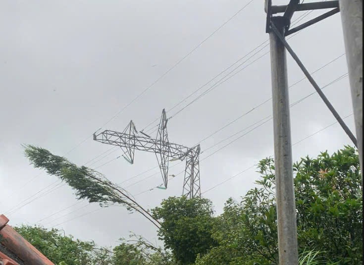 Images of super typhoon Yagi causing serious damage to the power system. Photo: Provided by EVN