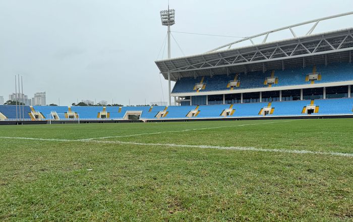 My Dinh Stadium grass after the storm.