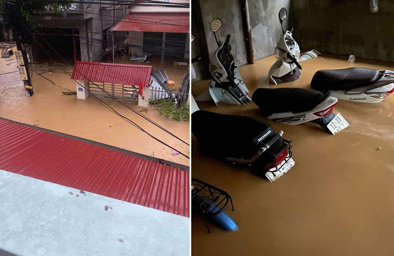Nước lũ dâng nhanh do mưa lớn sau bão số 3 gây ngập diện rộng tại Lạng Sơn. Ảnh: Người dân cung cấp.