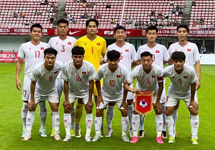 U22 Việt Nam chạm trán U22 Malaysia ở lượt trận cuối giải giao hữu CFA Team China 2024. Ảnh: VFF