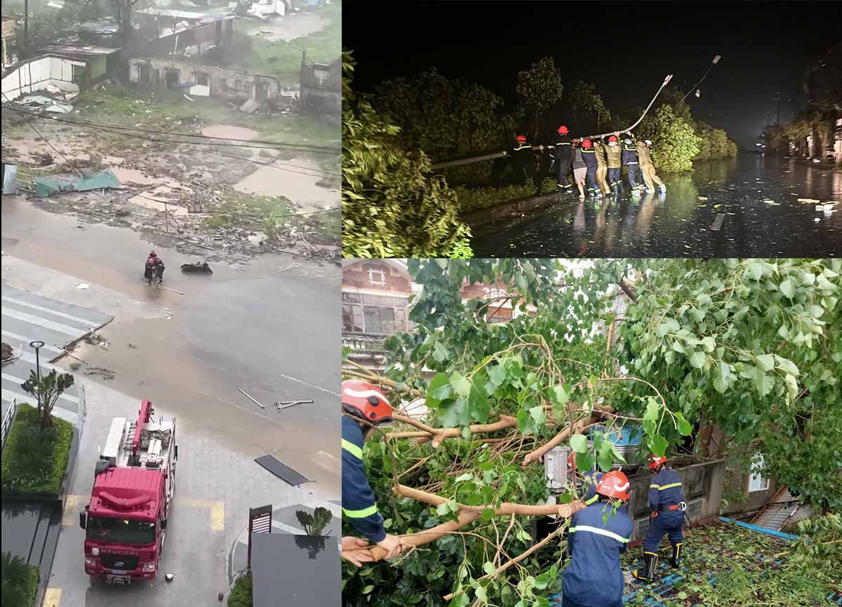 Hình ảnh Công an Hải Phòng giúp dân trong bão. Ảnh: Công an cung cấp