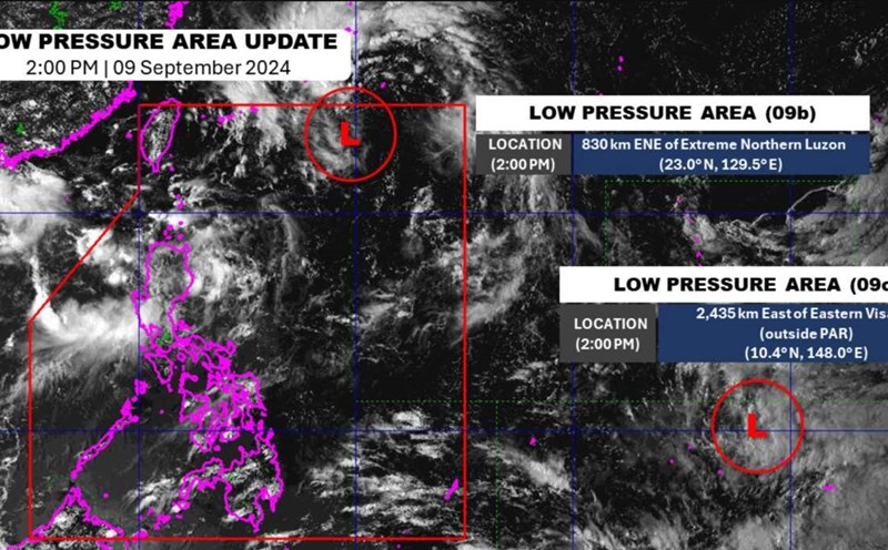Ngày 9.9, Philippines đang theo dõi sát hai áp thấp gần nước này. Ảnh: PAGASA