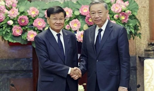 Chủ tịch nước Tô Lâm tiếp Tổng Bí thư, Chủ tịch nước Lào Thongloun Sisoulith, ngày 25.7.2024 tại Phủ Chủ tịch. Ảnh: TTXVN