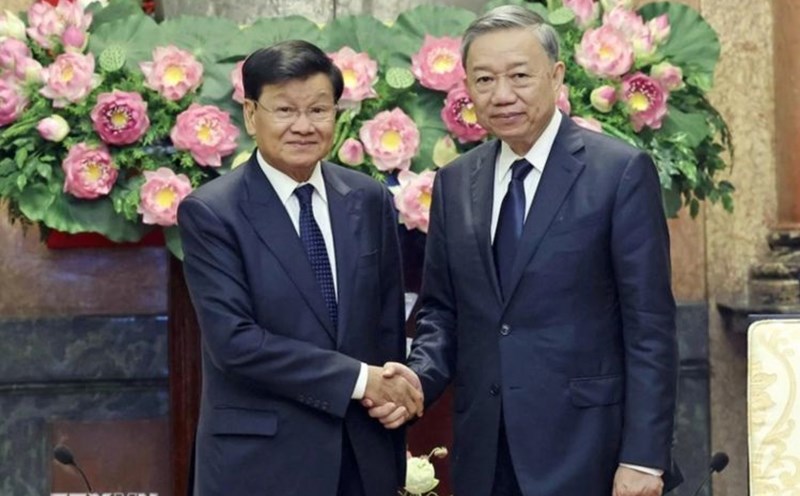 Chủ tịch nước Tô Lâm tiếp Tổng Bí thư, Chủ tịch nước Lào Thongloun Sisoulith, ngày 25.7.2024 tại Phủ Chủ tịch. Ảnh: TTXVN