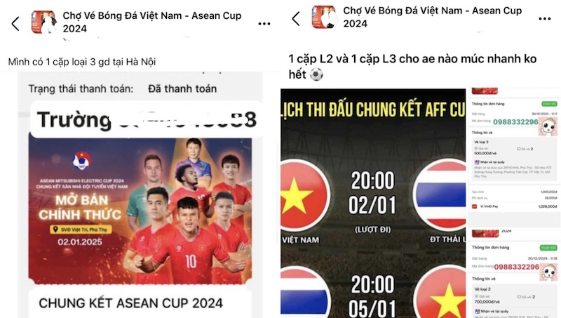 Tickets for the ASEAN Cup final match of the Vietnamese team are being sold widely on social networks. Photo: Minh Phong