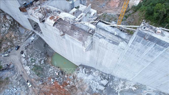 The area where the work accident occurred at Dak Mi 1 Hydropower Plant (Dak Choong Commune, Dak Glei District, Kon Tum Province). Photo: Cao Nguyen/VNA