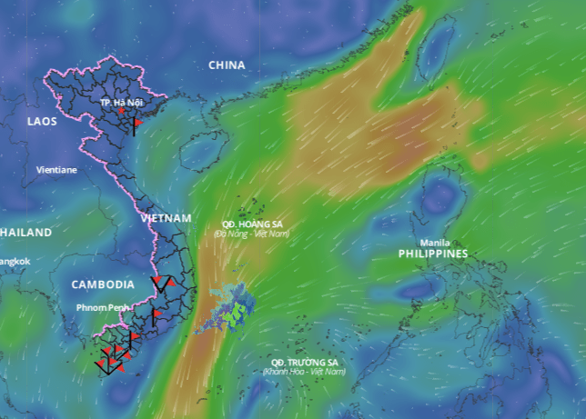 Forecast this morning, January 1, the low pressure area is at 6.5 - 7.5 degrees north latitude, 111 - 113 degrees east longitude. Photo: Vietnam Disaster Monitoring System