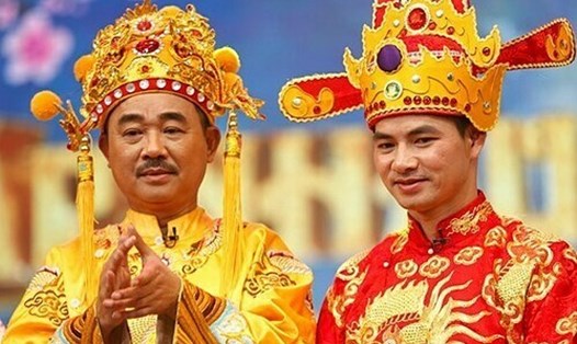 NSND Quốc Khánh và NSND Xuân Bắc tại Táo Quân. Ảnh: Nhà sản xuất