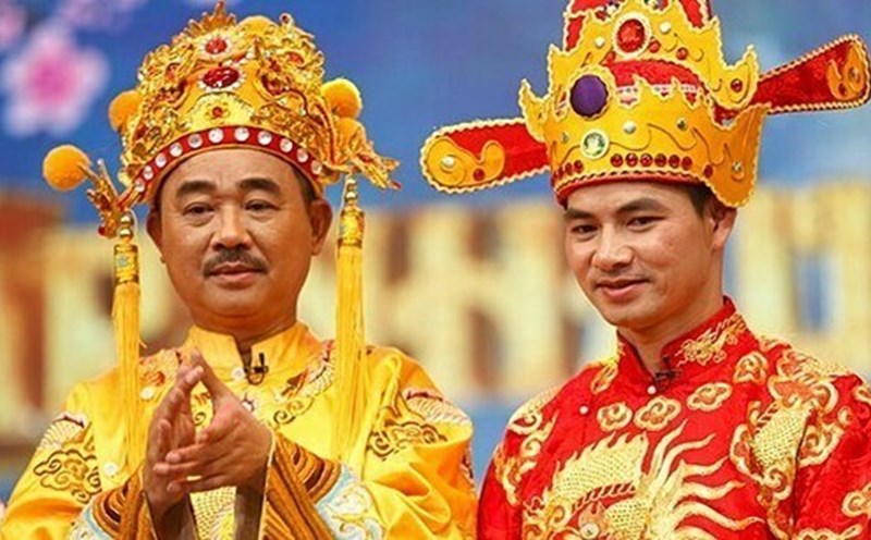 People's Artist Quoc Khanh and People's Artist Xuan Bac at Tao Quan. Photo: Producer