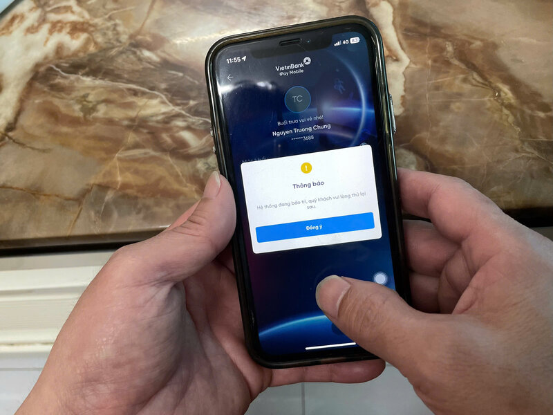 Ứng dụng ngân hàng VietinBank không thể đăng nhập khiến giao dịch của người dùng bị gián đoạn. 