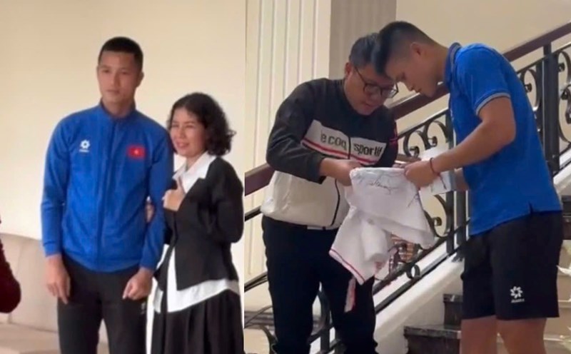Fans ask for autographs and take photos with Vietnamese players at the hotel. Photo cut from video