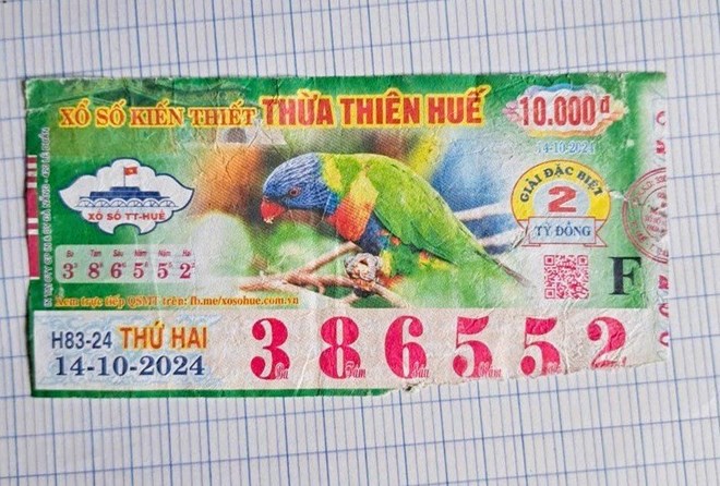 Tờ vé số trúng giải đặc biệt 2 tỉ đồng nhưng không được trao thưởng của bà Nga. Ảnh: NVCC.
