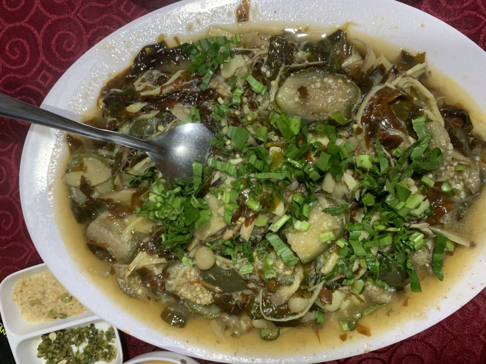 M'nong ethnic group's soup of bamboo shoots, betel leaves, and bitter eggplant. Photo: An Le