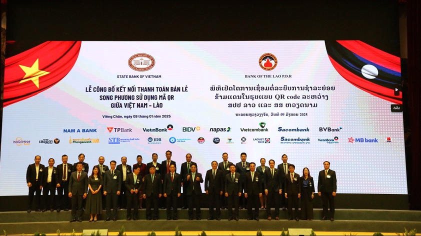 Announcement of bilateral retail payment service using QR code between Vietnam and Laos.