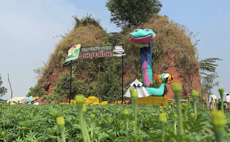 "Baby Na" at Cho Lach Flower Festival weighs about 200kg, looks funny. Photo: Hoang Loc