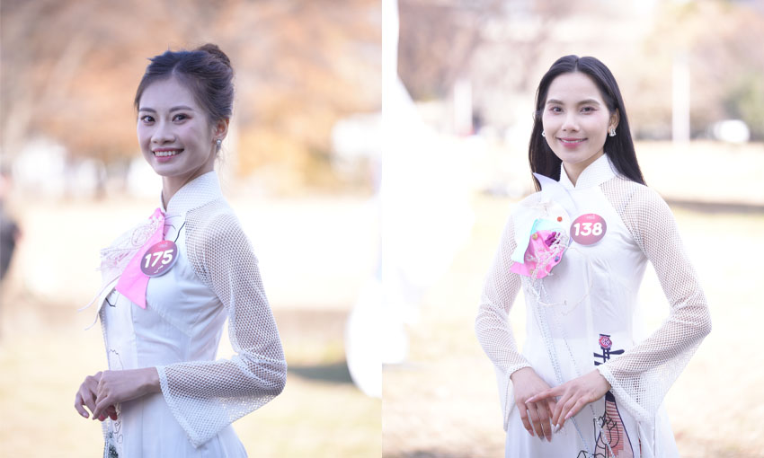 A quan 1 Le Thi Hong Trang (trai) va A quan 2 Hoang Thi Huyen Trang (phai). Anh: BTC