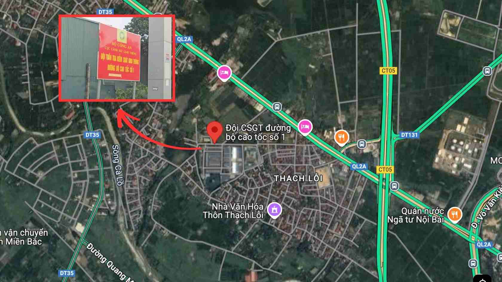 When being fined on the Noi Bai - Lao Cai Expressway, through Phu Tho and Yen Bai provinces, violators can contact the Traffic Police Team - Expressway No. 1 for instructions on paying the fine. Photo: Google Maps