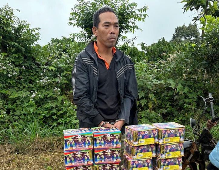 A subject was arrested in connection with fireworks. Photo: Bao Lam
