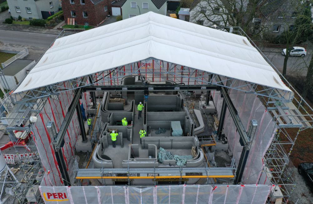 A construction project using a large 3D printer in Germany. Photo: AFP