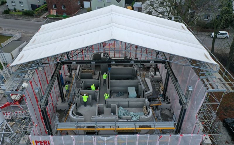 A construction project using a large 3D printer in Germany. Photo: AFP