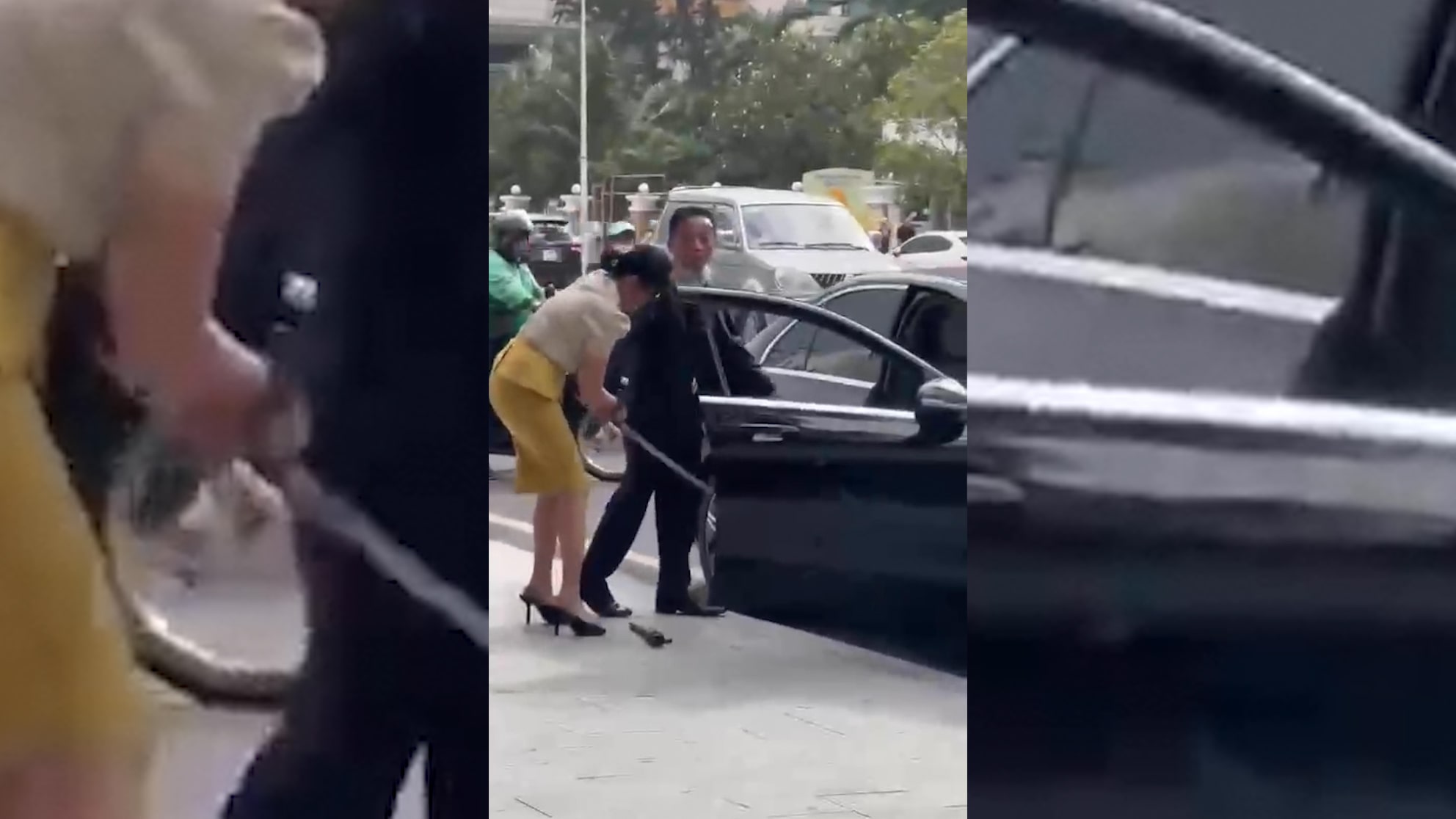 Image of a man drawing a sword in the middle of Tram Huong Tower area, Nha Trang. Photo: Huu Long