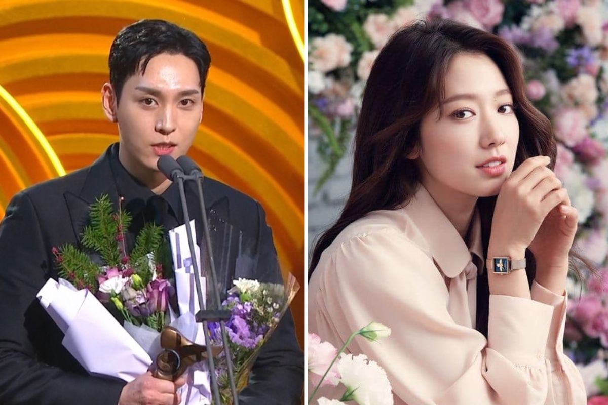 Choi Tae Joon thanks Park Shin Hye on stage at the 2024 KBS Drama Awards. Photo: Naver