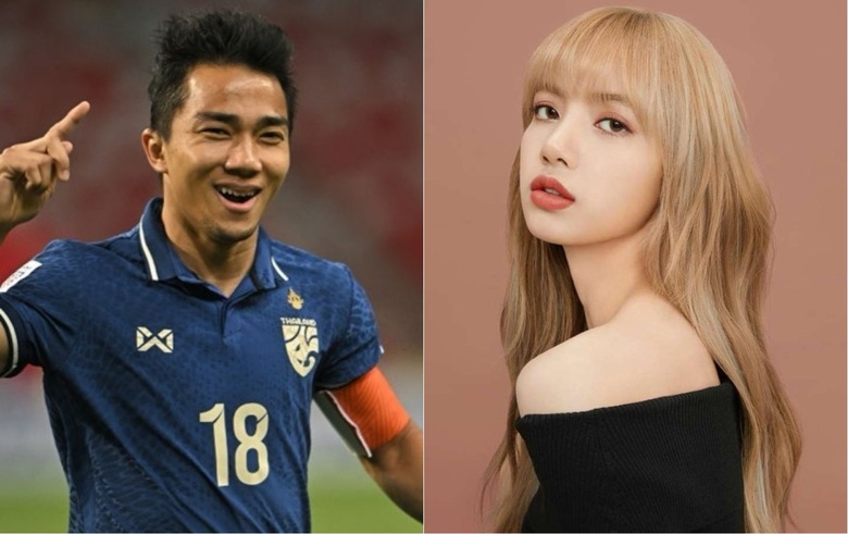Midfielder Chanathip and singer Lisa (Blackpink). Photo: FAT/Allkpop
