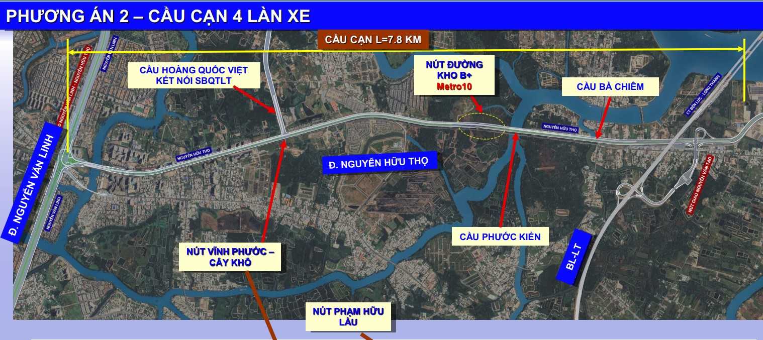 Phương án làm đường trên cao dài 7,8 km. Ảnh: Sở GTVT TPHCM