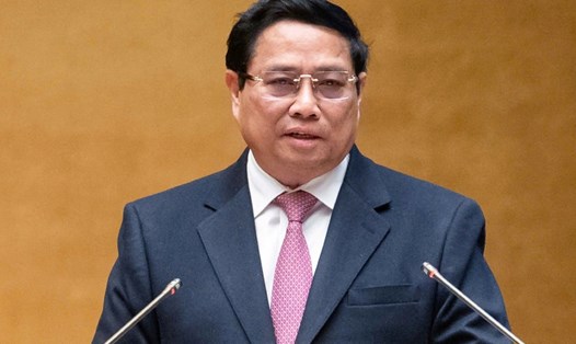 Thủ tướng Chính phủ Phạm Minh Chính phát biểu tại Hội nghị toàn quốc về đột phá phát triển khoa học, công nghệ, đổi mới sáng tạo. Ảnh: Phạm Thắng