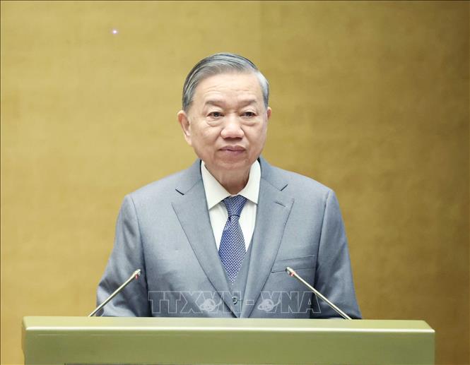 General Secretary To Lam, Head of the Central Steering Committee for Science, Technology, Innovation and Digital Transformation, delivers a speech. Photo: Thong Nhat/VNA