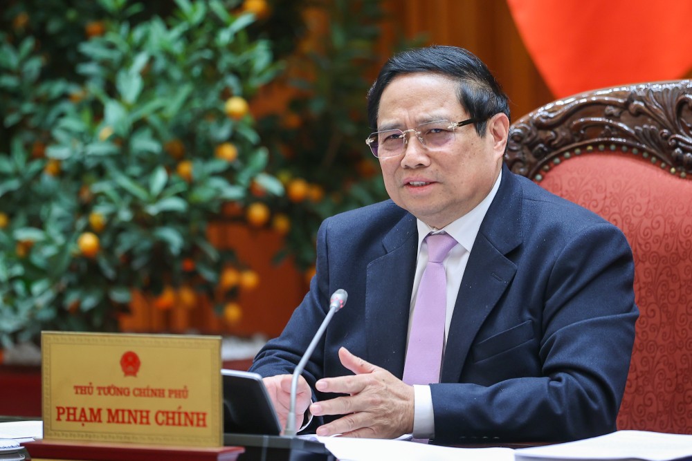 Prime Minister Pham Minh Chinh speaks at the 10th meeting of the Government Steering Committee on streamlining the apparatus. Photo: VGP/Nhat Bac