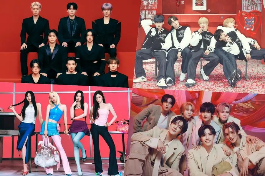 Girl group Baby Monster and other artists who have achieved platinum and million-seller certifications. Photo: AllKpop.