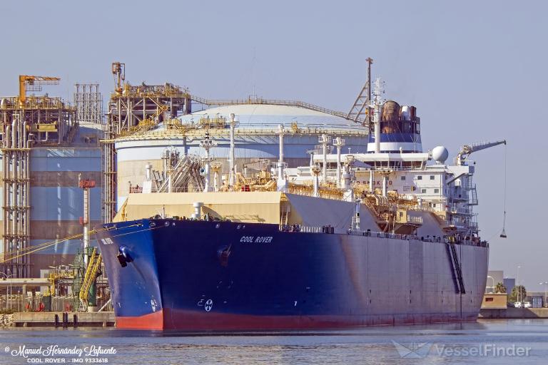 The Cool Rover LNG vessel exports a cargo from the Portovaya plant in Russia. Photo: Vessel Finder