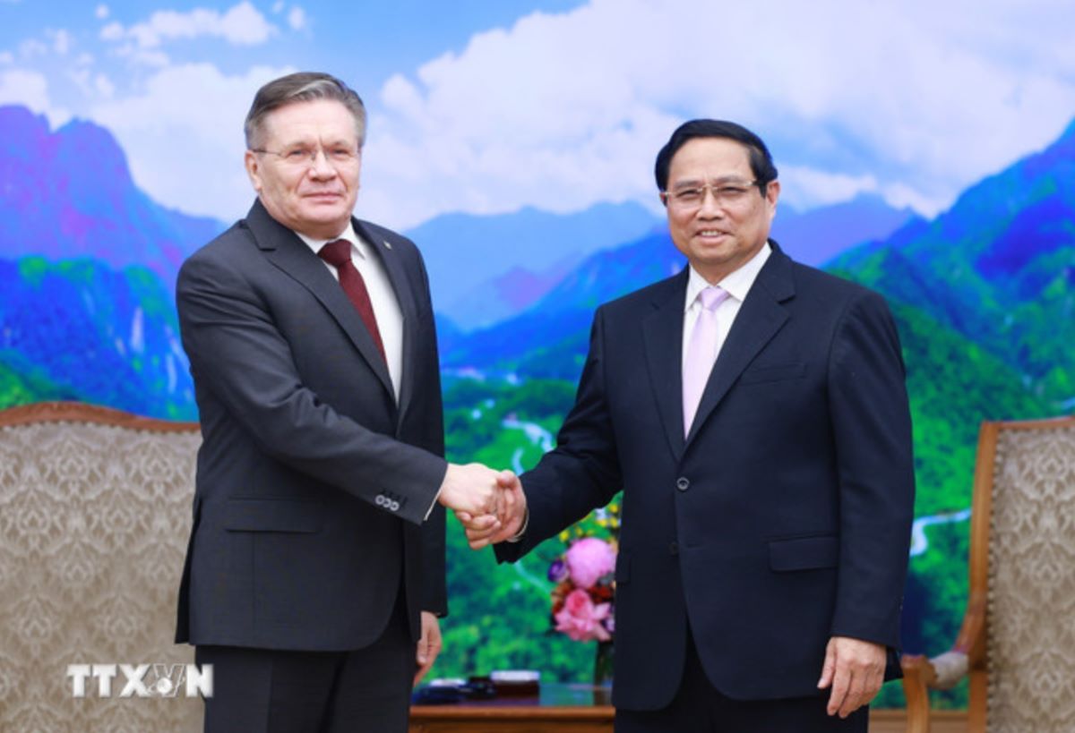 Prime Minister Pham Minh Chinh received Mr. Alexey Likhachev, General Director of Rosatom. Photo: VNA